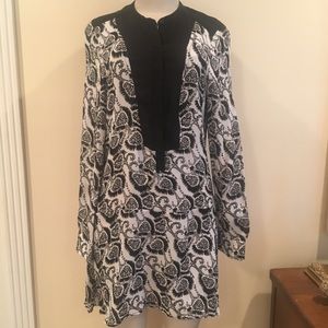 A.L.C silk tunic dress sheer printed